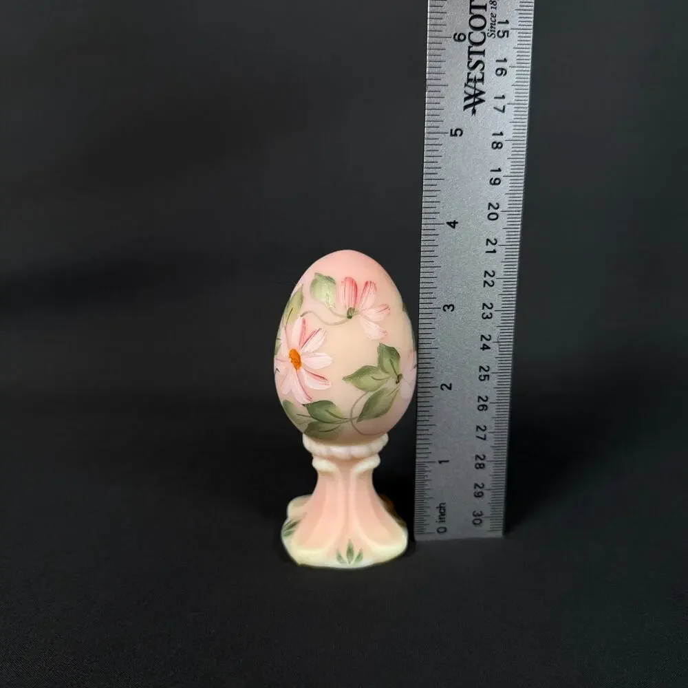 Fenton Uranium Glass Burmese Egg on Stand Pink Limited Edition 2078/3000